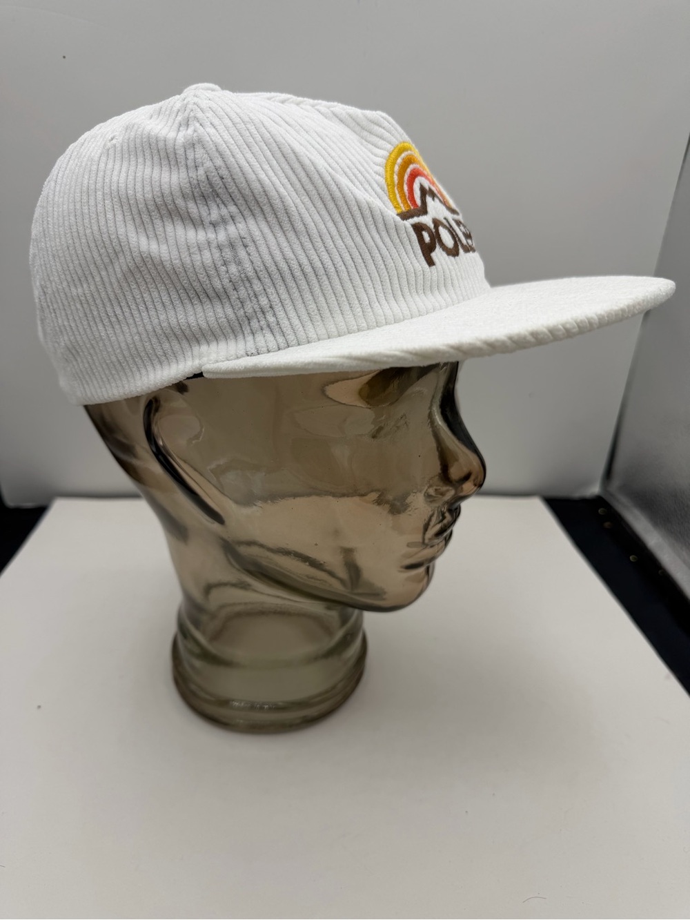Poler White Corduroy Hat with Retro Rainbow Embroidery - Picture 2 of 3